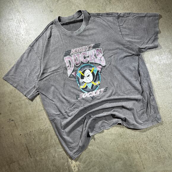 Mighty Ducks Hockey Tee Vintage Wash T-Shirt Grey 2XL - Picture 1 of 5